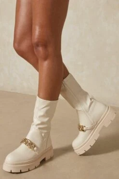 Chunky Chain Detail Ankle Boot 7 Chunky Chain Detail Ankle Boot -Cheap Sarto Tone Store beige chunky chain detail ankle boot 2