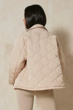 Quilted Pocket Front Jacket -Cheap Sarto Tone Store beige quilted pocket front jacket 2