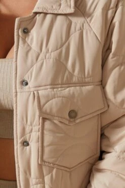 Quilted Pocket Front Jacket -Cheap Sarto Tone Store beige quilted pocket front jacket 4