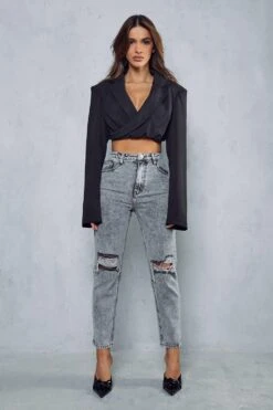 Acid Wash Distressed Mom Jeans