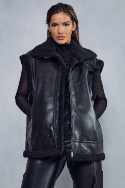 Aviator Borg Lined Biker Gilet