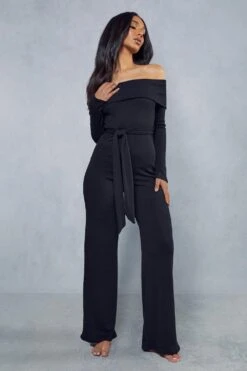 Bardot Rib Knit Jumpsuit 11 Bardot Rib Knit Jumpsuit -Cheap Sarto Tone Store black bardot rib knit jumpsuit 3