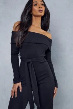 Bardot Rib Knit Jumpsuit 12 Bardot Rib Knit Jumpsuit -Cheap Sarto Tone Store black bardot rib knit jumpsuit 4