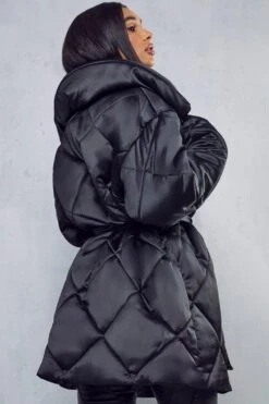 Belted Oversized Quilted Coat 10 Belted Oversized Quilted Coat -Cheap Sarto Tone Store black belted oversized quilted coat 2