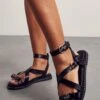 Chunky Sole Studded Sandal -Cheap Sarto Tone Store black chunky sole studded sandal