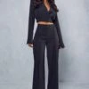 Cinched Waist Straight Leg Trousers 1 Cinched Waist Straight Leg Trousers -Cheap Sarto Tone Store black cinched waist straight leg trousers