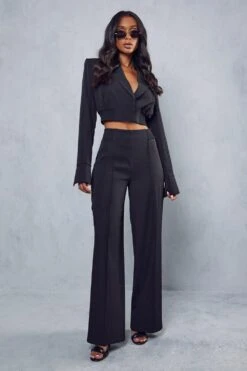 Cinched Waist Straight Leg Trousers