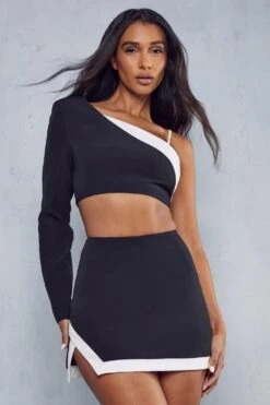 Colour Block One Shoulder Micro Mini Co-ord
