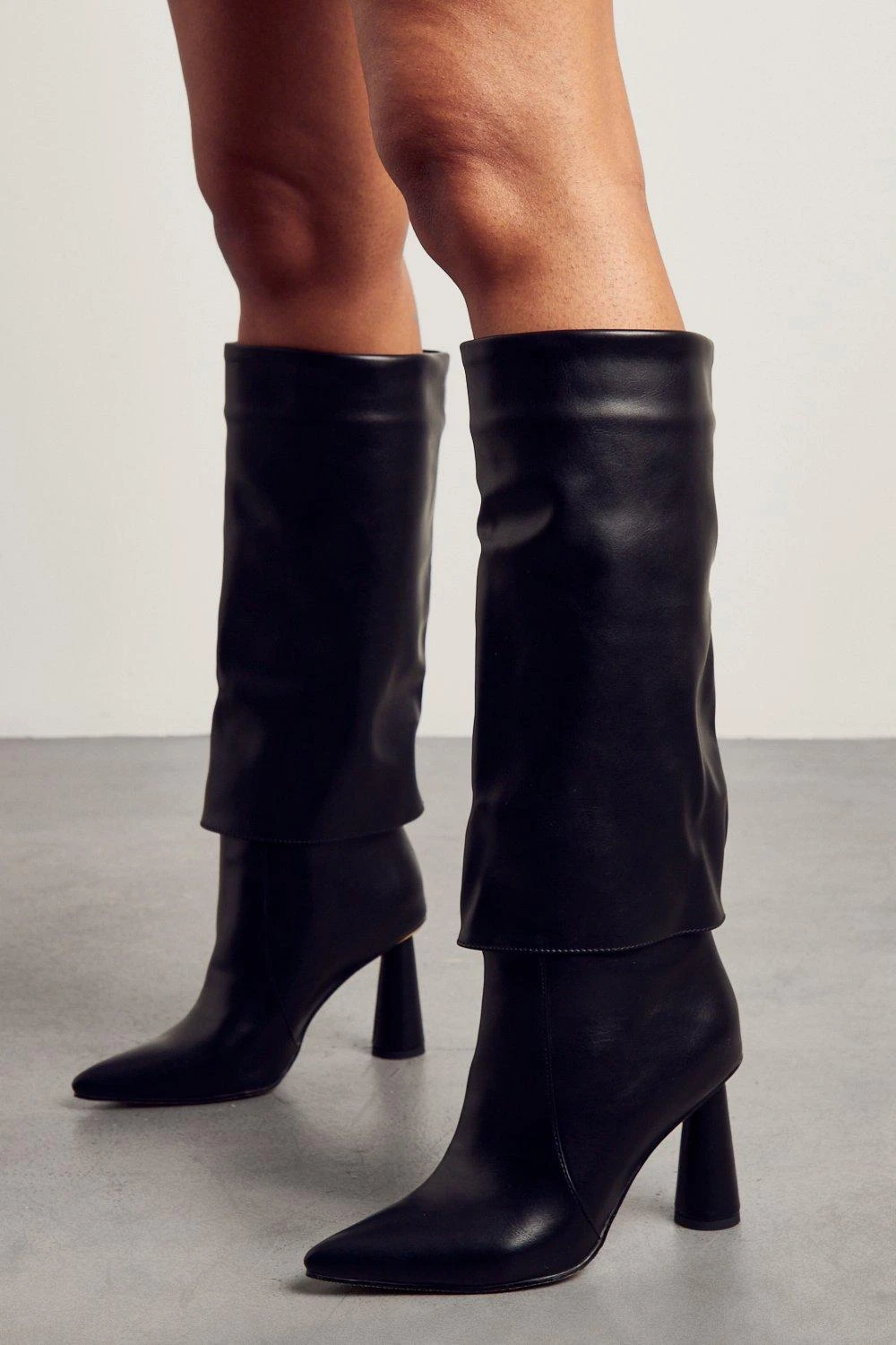 Cone Heel Folded Knee High Boots 5 Cone Heel Folded Knee High Boots - Image 3