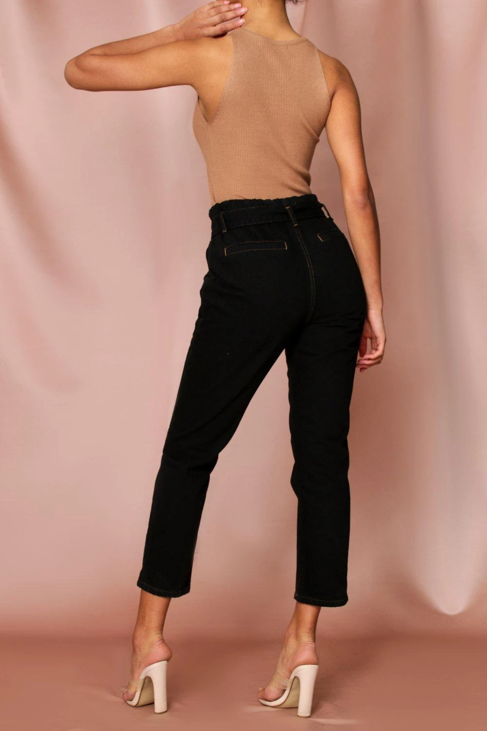 Contrast Stitch Belted Mom Jean 4 Contrast Stitch Belted Mom Jean - Image 2