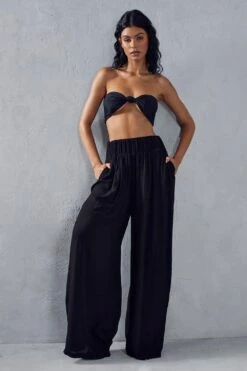 Crinkle Sheer High Waisted Wide Leg Trouser 12 Crinkle Sheer High Waisted Wide Leg Trouser -Cheap Sarto Tone Store black crinkle sheer high waisted wide leg trouser 4