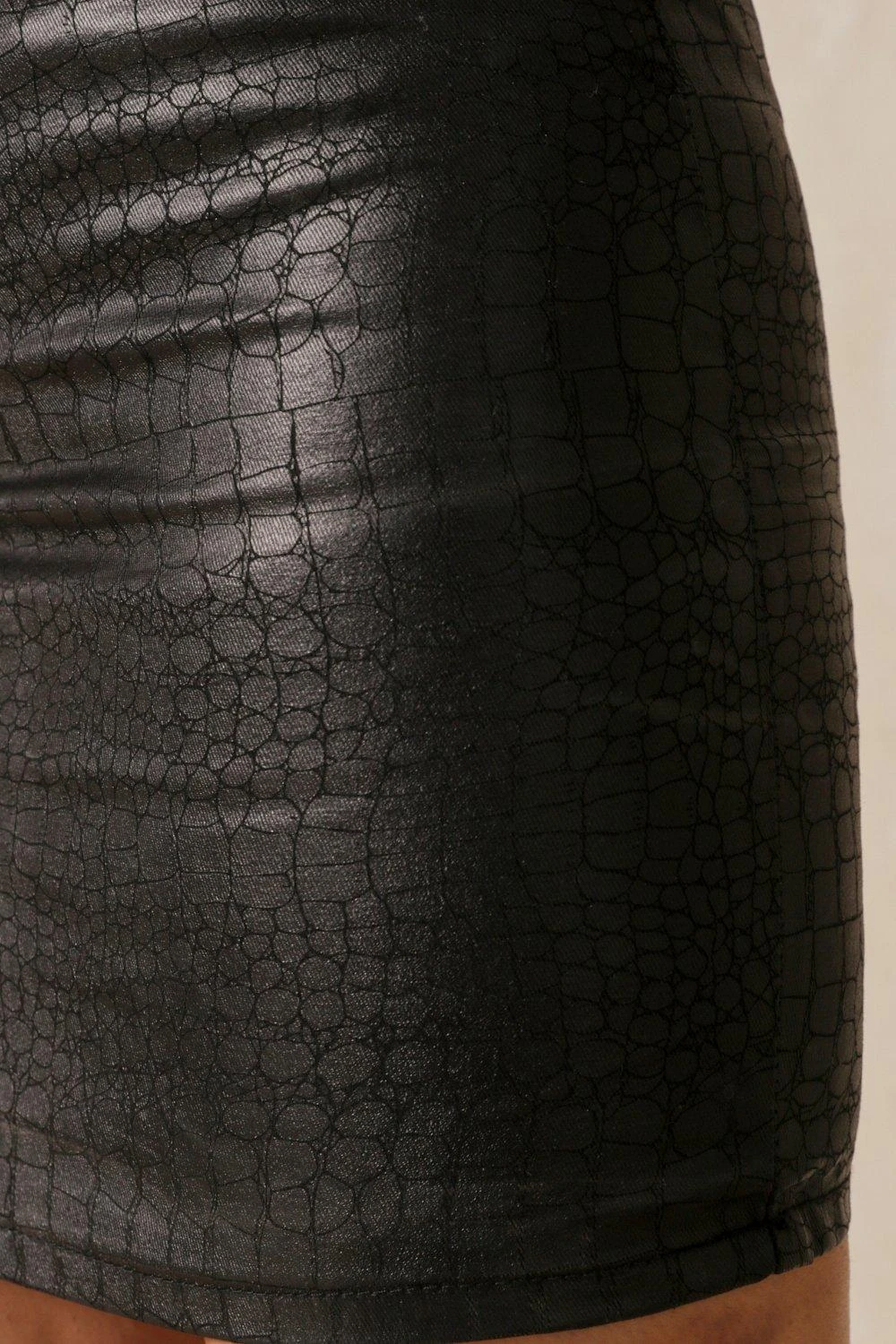 Croc Effect Coated Denim Skirt 4 Croc Effect Coated Denim Skirt - Image 2