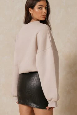 Croc Effect Coated Denim Skirt 10 Croc Effect Coated Denim Skirt -Cheap Sarto Tone Store black croc effect coated denim skirt 2