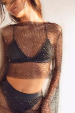 Diamante Mesh Two Piece Mini Skirt Co-ord -Cheap Sarto Tone Store black diamante mesh two piece mini skirt co ord 5