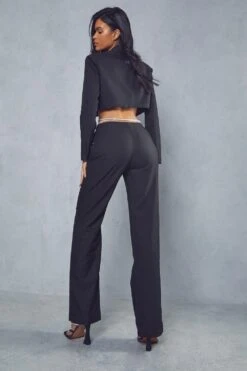 Diamante Strap Straight Leg Trousers 9 Diamante Strap Straight Leg Trousers -Cheap Sarto Tone Store black diamante strap straight leg trousers 2