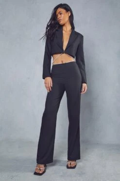 Diamante Strap Straight Leg Trousers 10 Diamante Strap Straight Leg Trousers -Cheap Sarto Tone Store black diamante strap straight leg trousers 3