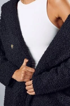 Double Breasted Faux Fur Teddy Coat -Cheap Sarto Tone Store black double breasted faux fur teddy coat 4