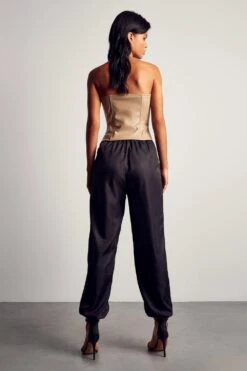 Elastic Drawstring Detail Cargo Pant 9 Elastic Drawstring Detail Cargo Pant -Cheap Sarto Tone Store black elastic drawstring detail cargo pant 2