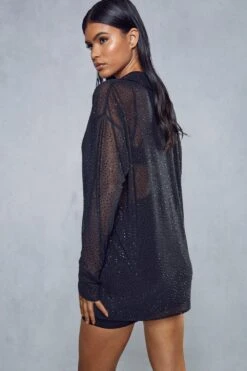 Embellished Diamante Drape Mini Skirt -Cheap Sarto Tone Store black embellished diamante drape mini skirt 2