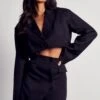 Extreme Shoulder Pad Cropped Blazer Co-ord 2 Extreme Shoulder Pad Cropped Blazer Co-ord -Cheap Sarto Tone Store black extreme shoulder pad cropped blazer co ord