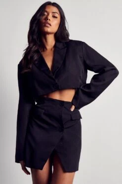 Extreme Shoulder Pad Cropped Blazer Co-ord