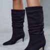 Faux Suede Mid Heel Ankle Boot 2 Faux Suede Mid Heel Ankle Boot -Cheap Sarto Tone Store black faux suede mid heel ankle boot