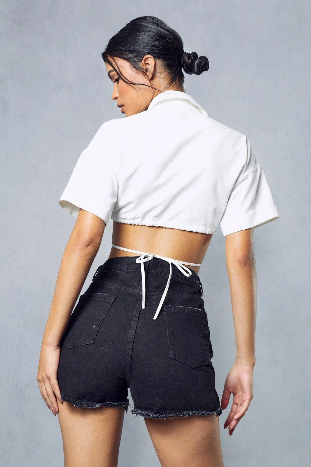 Frayed Hem Distressed Denim Shorts 5 Frayed Hem Distressed Denim Shorts - Image 3