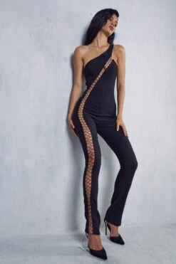 Lace Up One Shoulder Jumpsuit