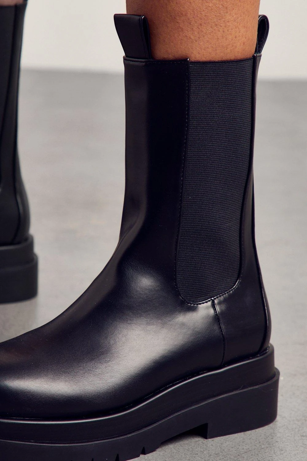 Leather Look Chunky Sole Ankle Boot 4 Leather Look Chunky Sole Ankle Boot - Image 2