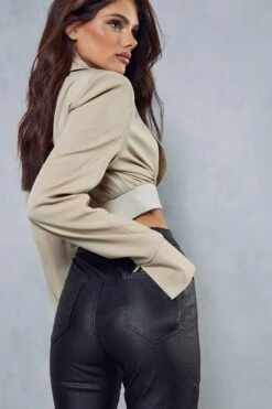 Leather Look Coated Denim Skinny Jean -Cheap Sarto Tone Store black leather look coated denim skinny jean 5