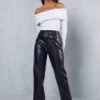 Leather Look High Waisted Straight Leg Trousers 2 Leather Look High Waisted Straight Leg Trousers -Cheap Sarto Tone Store black leather look high waisted straight leg trousers
