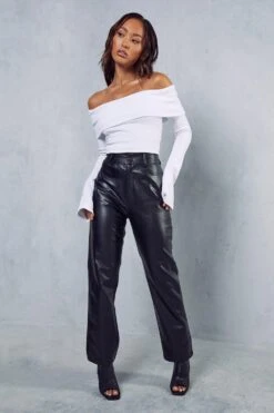 Leather Look High Waisted Straight Leg Trousers 9 Leather Look High Waisted Straight Leg Trousers -Cheap Sarto Tone Store black leather look high waisted straight leg trousers 3