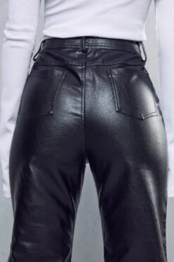 Leather Look High Waisted Straight Leg Trousers 10 Leather Look High Waisted Straight Leg Trousers -Cheap Sarto Tone Store black leather look high waisted straight leg trousers 4