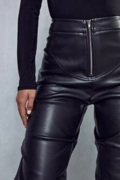 Leather Look Ruched Leg Trousers 12 Leather Look Ruched Leg Trousers -Cheap Sarto Tone Store black leather look ruched leg trousers 4