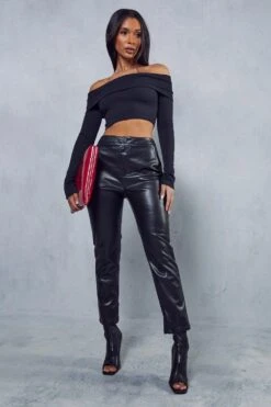 Leather Look Skinny Zip Hem Trouser
