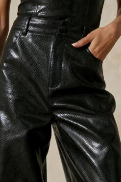 Leather Look Snake Print Trouser 8 Leather Look Snake Print Trouser -Cheap Sarto Tone Store black leather look snake print trouser 1 1
