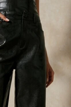 Leather Look Snake Print Trouser 11 Leather Look Snake Print Trouser -Cheap Sarto Tone Store black leather look snake print trouser 1 4