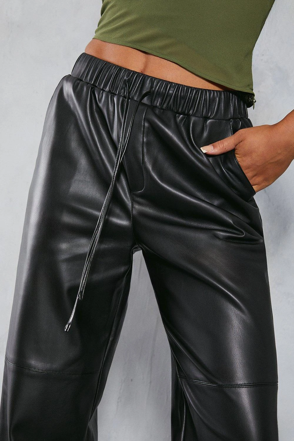 Leather Look Straight Leg Jogger Trouser 4 Leather Look Straight Leg Jogger Trouser - Image 2