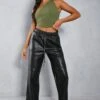 Leather Look Straight Leg Jogger Trouser