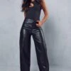 Leather Look Wide Leg Trouser 2 Leather Look Wide Leg Trouser -Cheap Sarto Tone Store black leather look wide leg trouser
