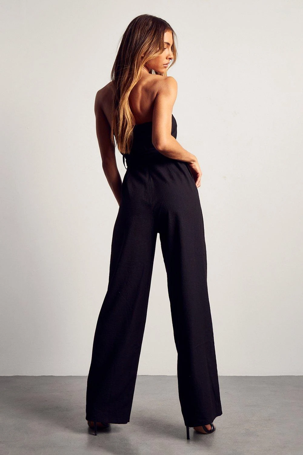 Linen Look Bardot Wide Leg Jumpsuit 5 Linen Look Bardot Wide Leg Jumpsuit - Image 3