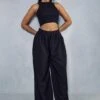 Linen Look Extreme Wide Leg Trouser 1 Linen Look Extreme Wide Leg Trouser -Cheap Sarto Tone Store black linen look extreme wide leg trouser