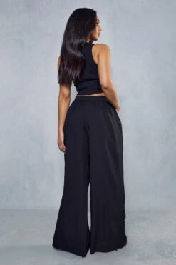 Linen Look Extreme Wide Leg Trouser 9 Linen Look Extreme Wide Leg Trouser -Cheap Sarto Tone Store black linen look extreme wide leg trouser 2