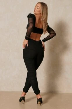 Mesh Extreme Ruched Leggings -Cheap Sarto Tone Store black mesh extreme ruched leggings 2