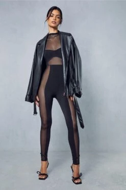 Mesh Panelled Catsuit -Cheap Sarto Tone Store black mesh panelled catsuit 3