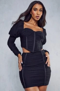 Mesh Ruched Mini Skirt