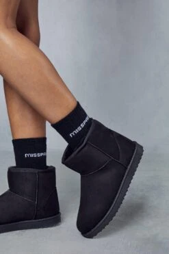 Mini Faux Fur Ankle Boots -Cheap Sarto Tone Store black mini faux fur ankle boots 1