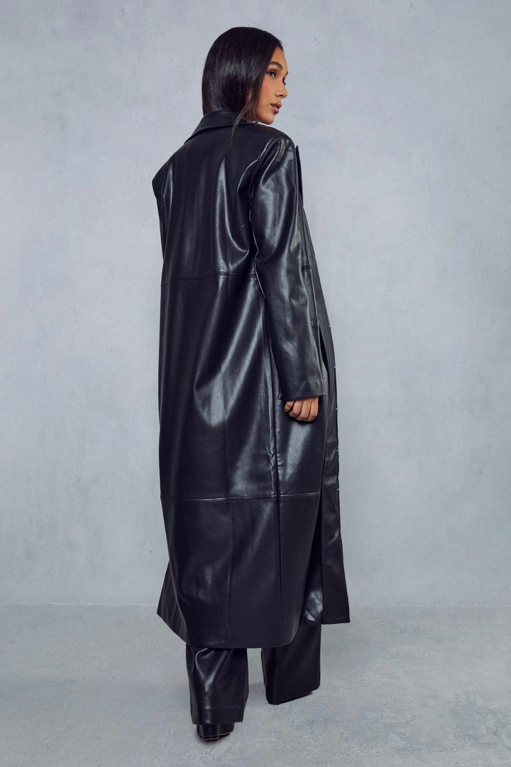 Miss Joslin Leather Look Longline Coat 6 Miss Joslin Leather Look Longline Coat - Image 4