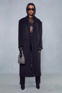 Miss Joslin Wool Look Dad Coat -Cheap Sarto Tone Store black miss joslin wool look dad coat 2