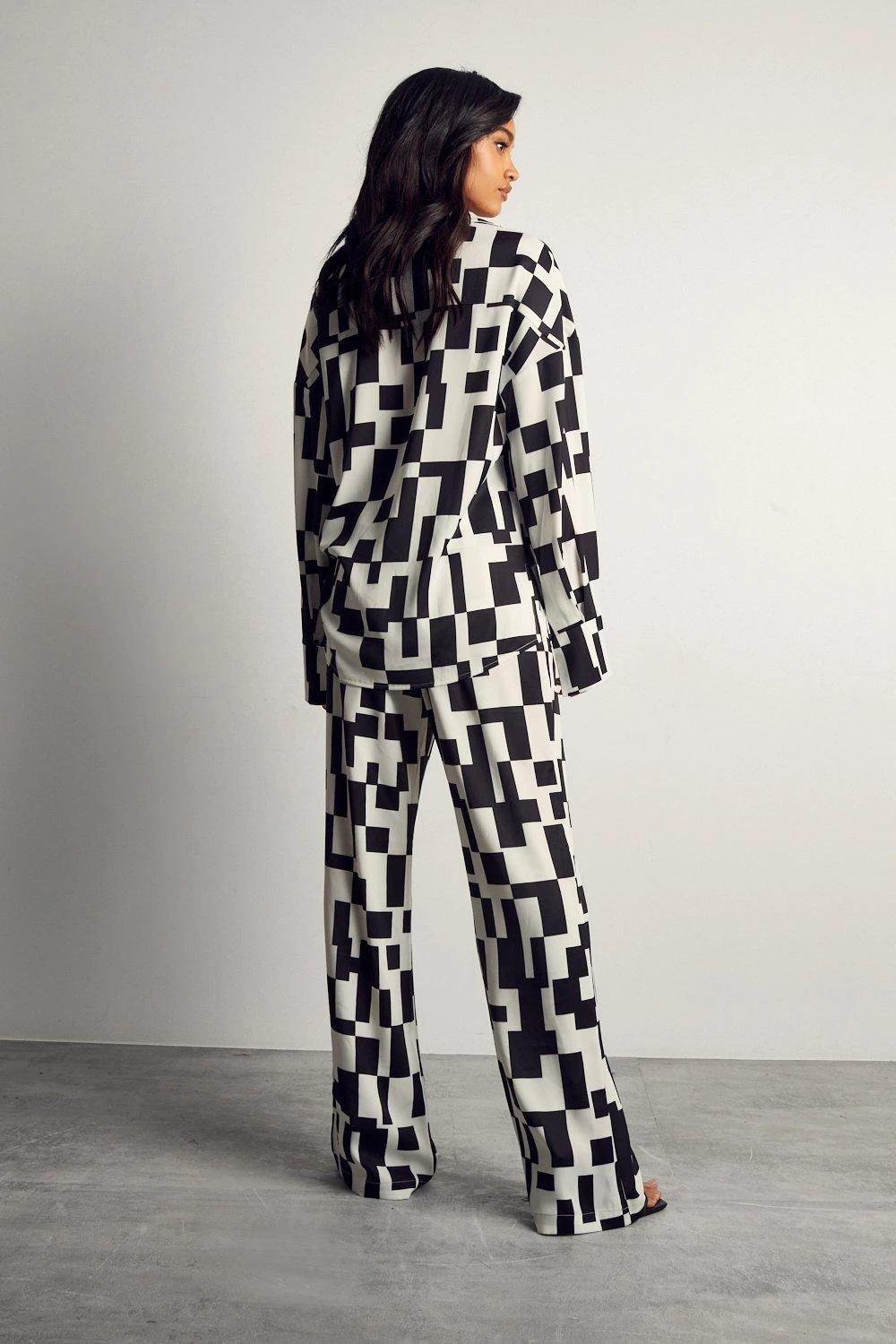 Monochrome Abstract Satin Print Trousers 5 Monochrome Abstract Satin Print Trousers - Image 3